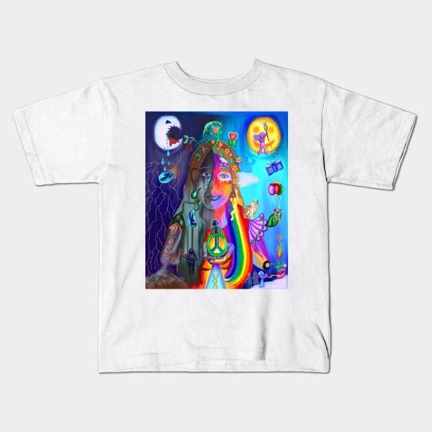 Dueling Duality of my Reality Kids T-Shirt by Art by Deborah Camp